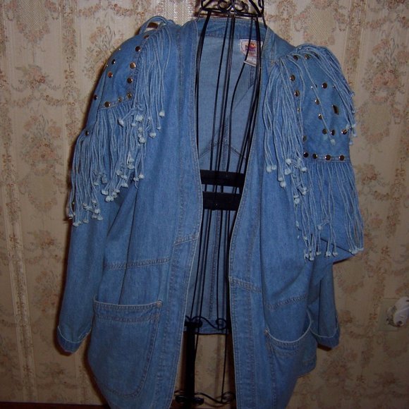 Blue Creek Jeans Other - Ladies Denim Fringed Jacket